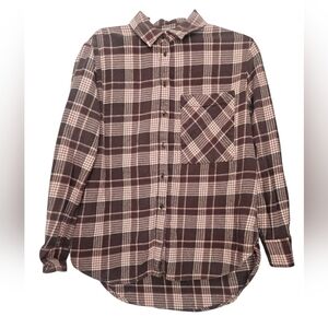Aerie Plaid Cotton Flannel Button Down Shirt Women XS